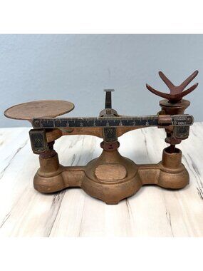 Antique OHAUS Cast Iron Mechanical Double Beam BALANCE SCALE Apothecary 2 Kilos